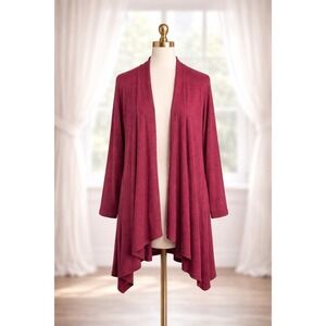 Any Body All Seasons Duster Cardigan Red Ribbed Knit Beach Vacation Cover Size M